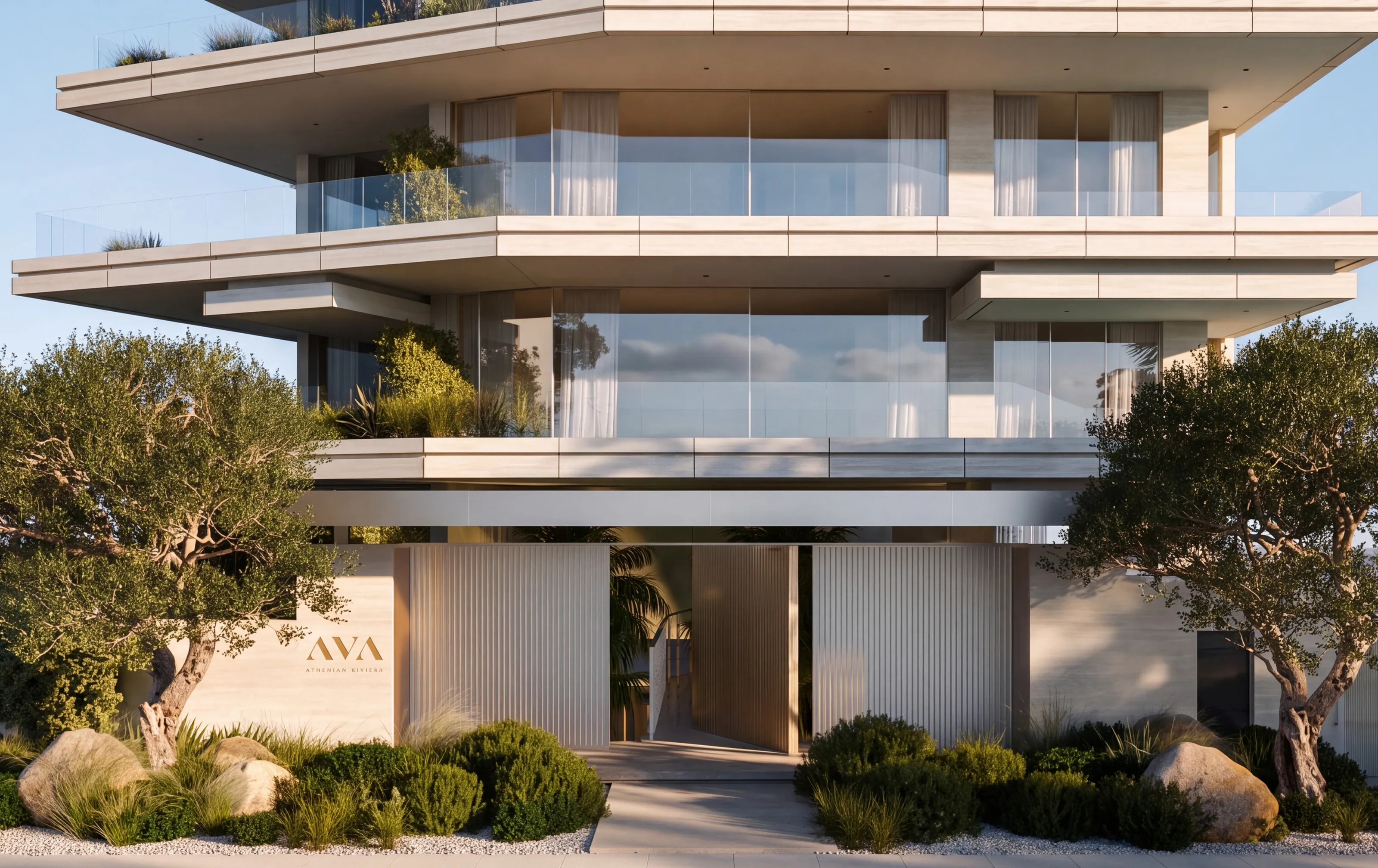 AVA’s entrance on Promitheos street, between two olive trees
